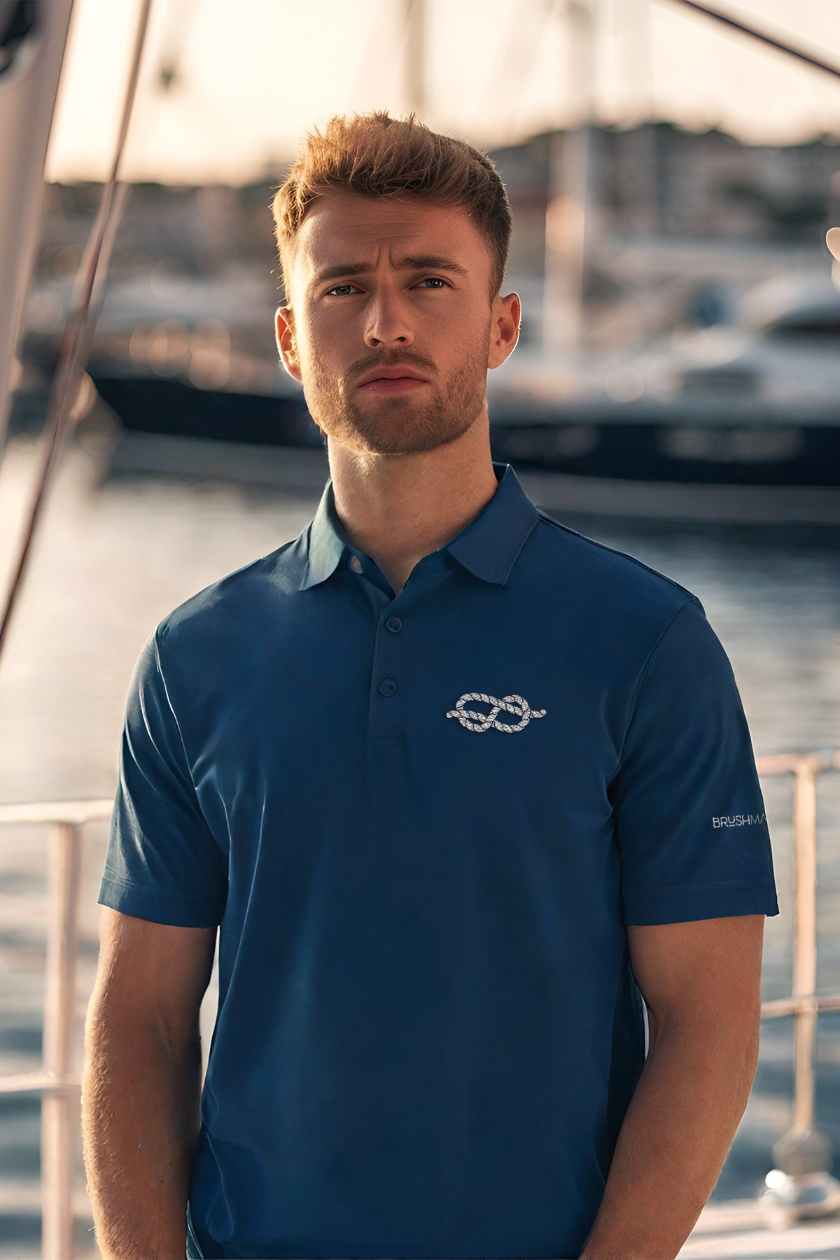 Brush Marine · Figure 8 Knot · Polo azul para hombre · Edición Náutica
