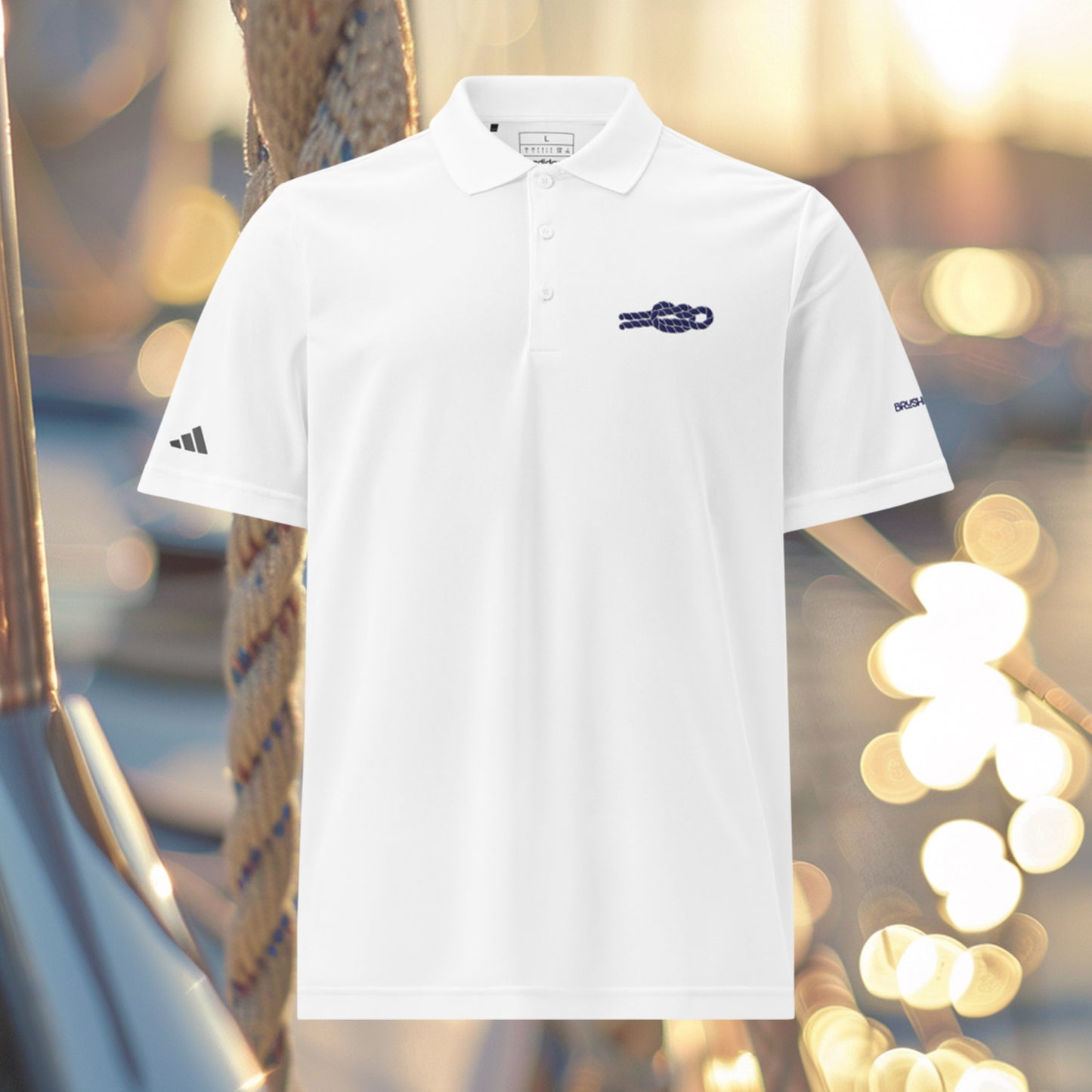 Brush Marine · Jug sling knot · Polo blanco para hombre · Edición Náutica