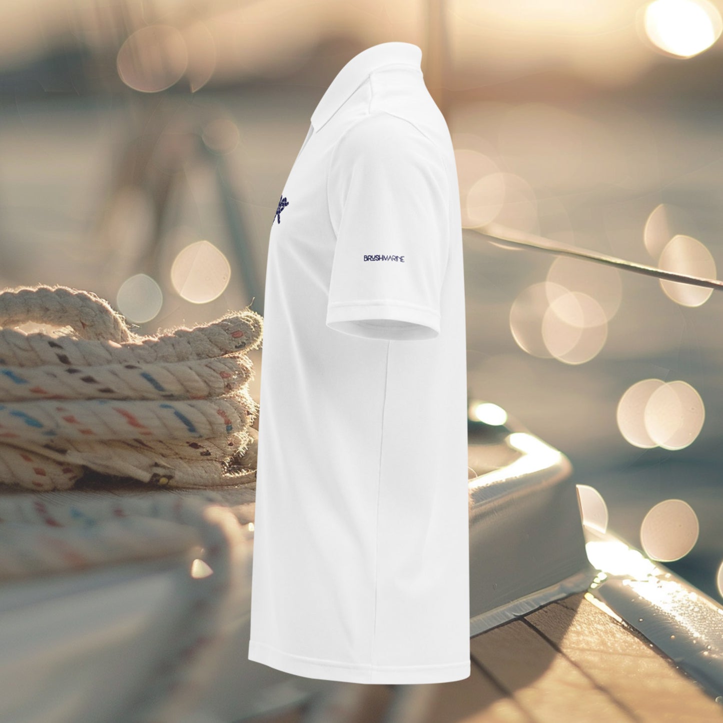Brush Marine · Lariat loop · Polo blanco para hombre · Edición Náutica