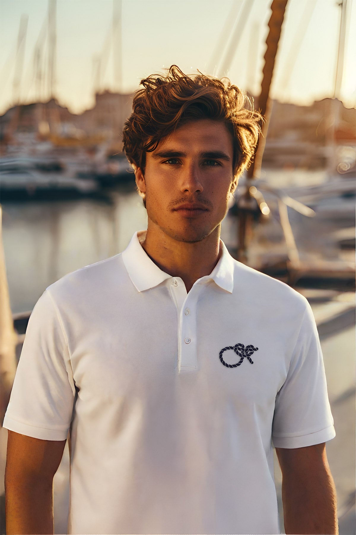 Brush Marine · Lariat loop · Polo blanco para hombre · Edición Náutica
