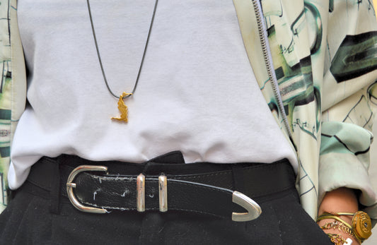 Collar Largo + Dije Plata 925 con Baño de Oro