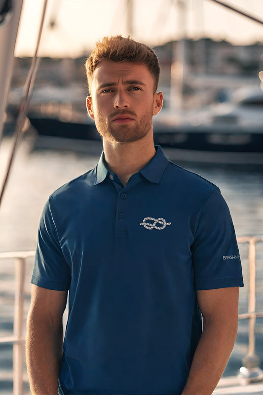 Brush Marine · Figure 8 Knot · Polo azul para hombre · Edición Náutica