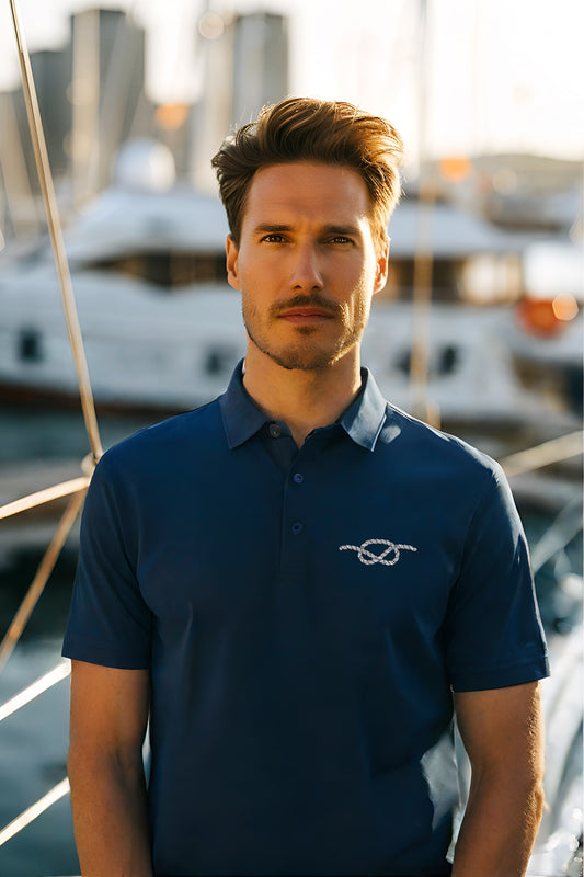 Brush Marine · Overhand knot · Polo azul para hombre · Edición Náutica