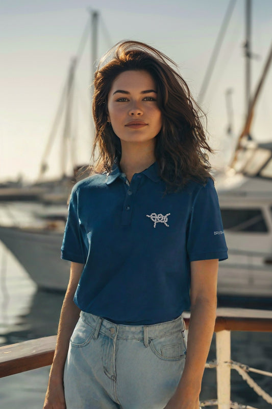 Brush Marine · Algine butterfly bend · Polo azul para mujer · Edición Náutica
