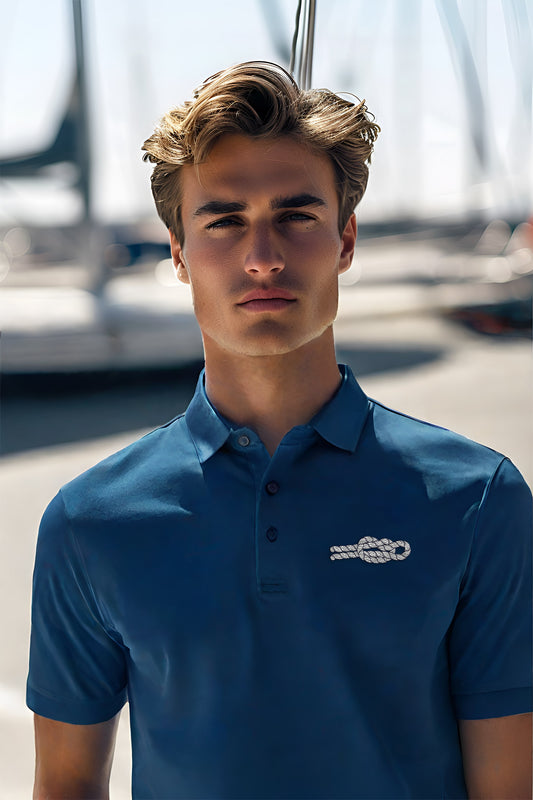 Brush Marine · Jug sling knot · Polo azul para hombre · Edición Náutica