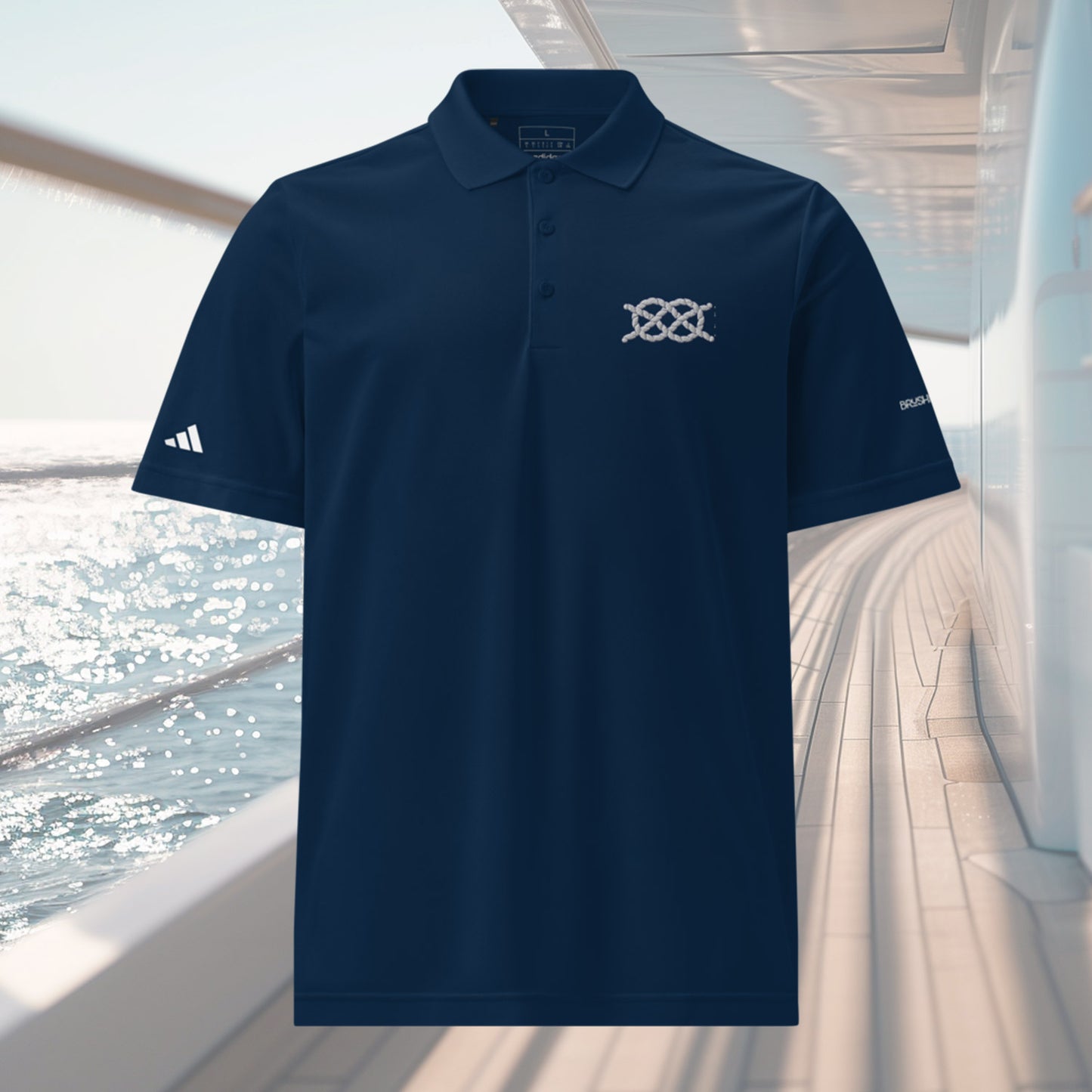 Brush Marine · Double carrick bend · Polo azul para hombre · Edición Náutica