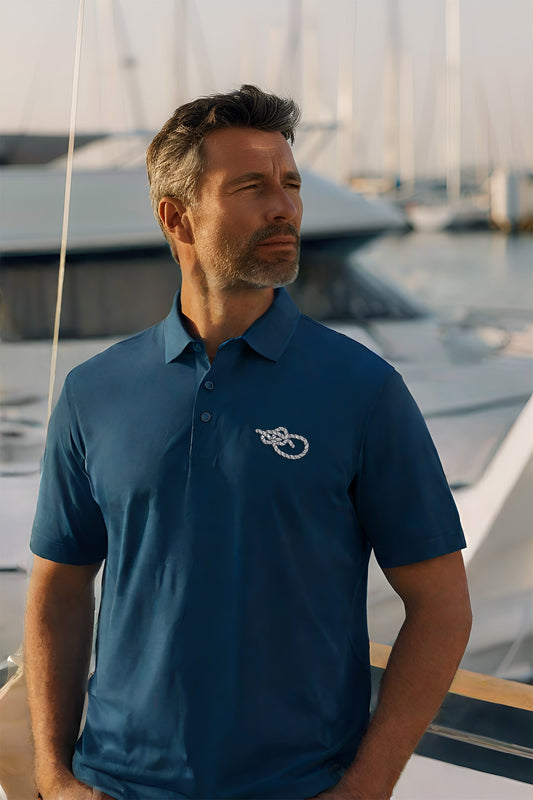 Brush Marine · Bowline knot · Polo azul para hombre · Edición Náutica