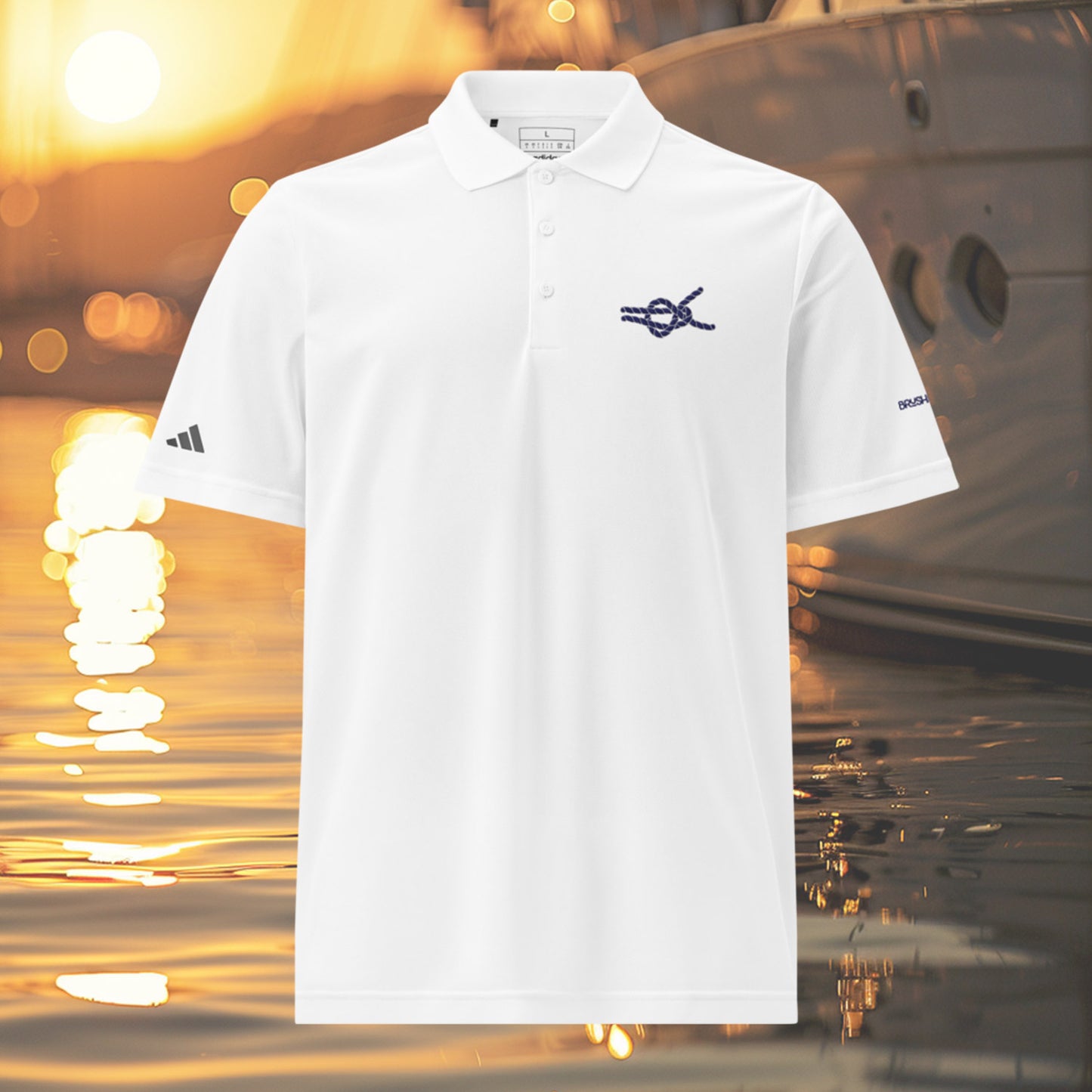 Brush Marine · Sheet bend · Polo blanco para mujer · Edición Náutica