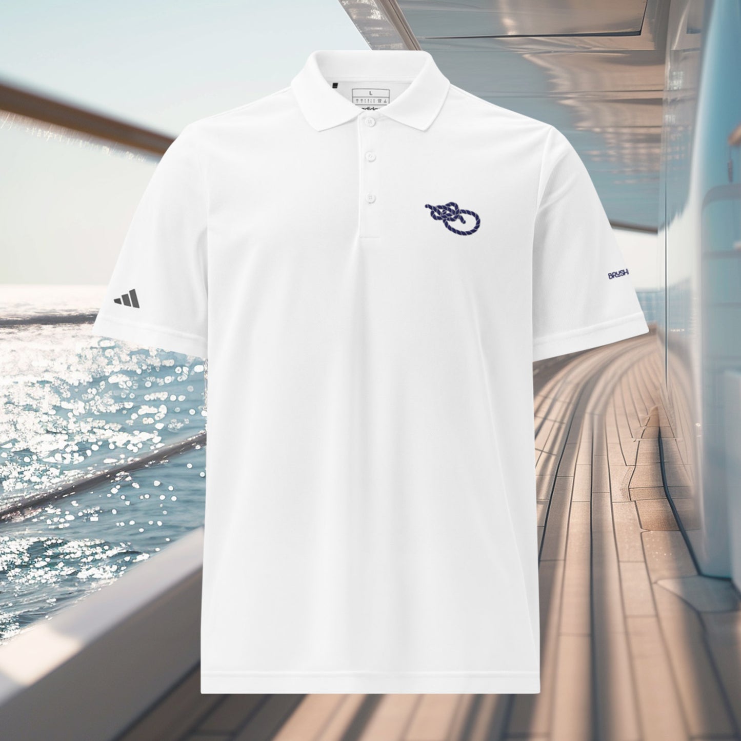 Brush Marine · Bowline knot · Polo blanco para hombre · Edición Náutica